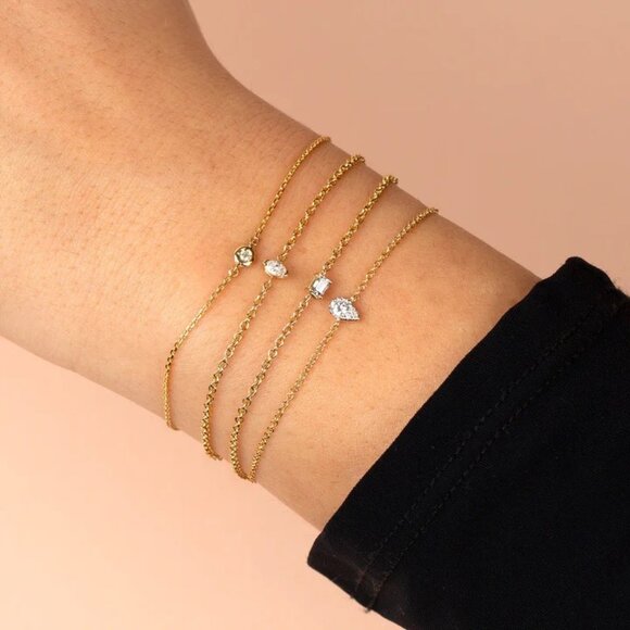 Adina's Jewels Tiny Diamond Bezel Bracelet 14K - Picture 1 of 3